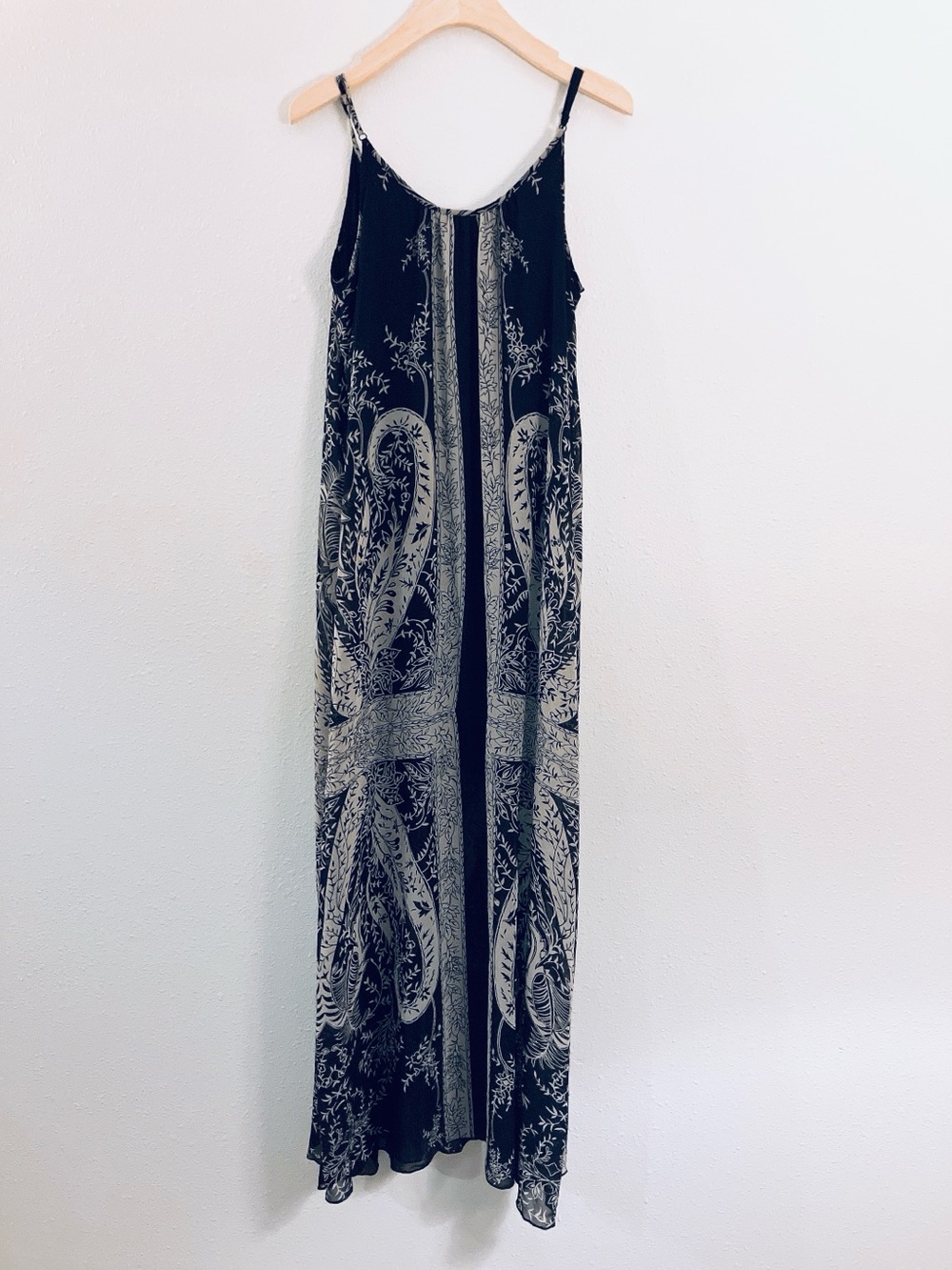 Express Sleeveless Bohemian Black Paisley Maxi Slip Dress Medium Festival Summer - Picture 4 of 8